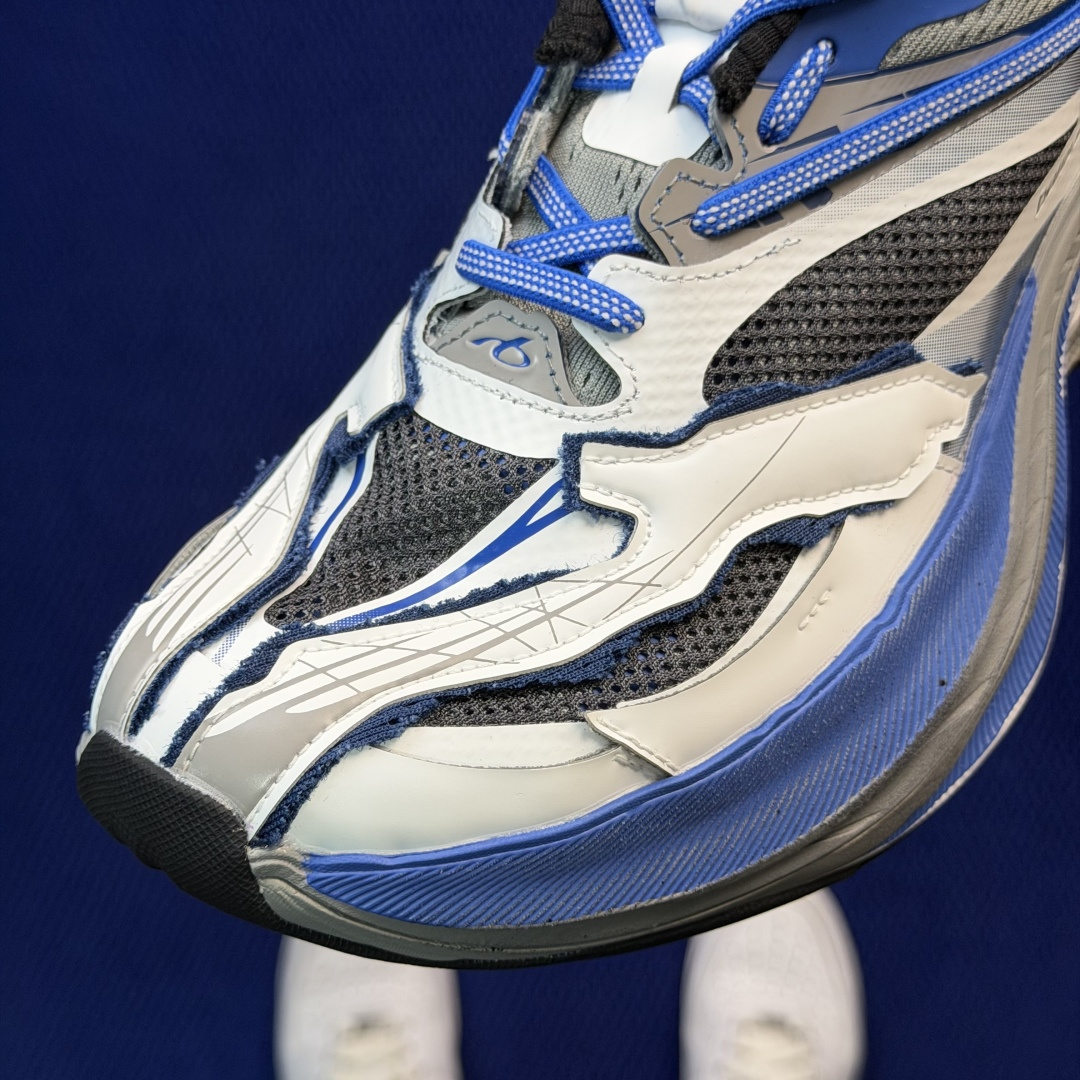 巴黎世家26代 Balenciaga巴黎世家 Jet 压纹印花 圆头厚底4.25cm 低帮 老爹鞋 白蓝