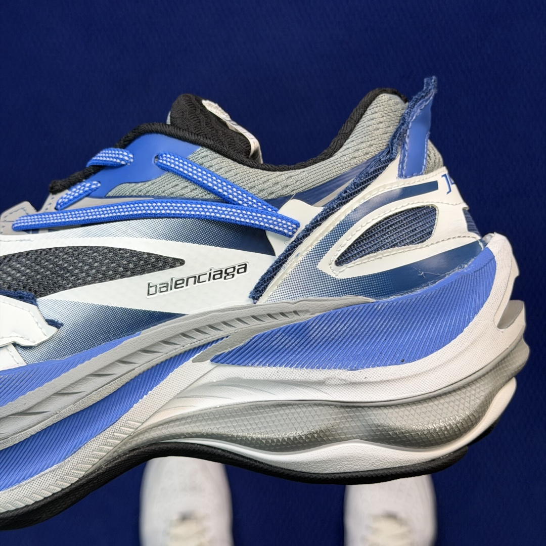 巴黎世家26代 Balenciaga巴黎世家 Jet 压纹印花 圆头厚底4.25cm 低帮 老爹鞋 白蓝