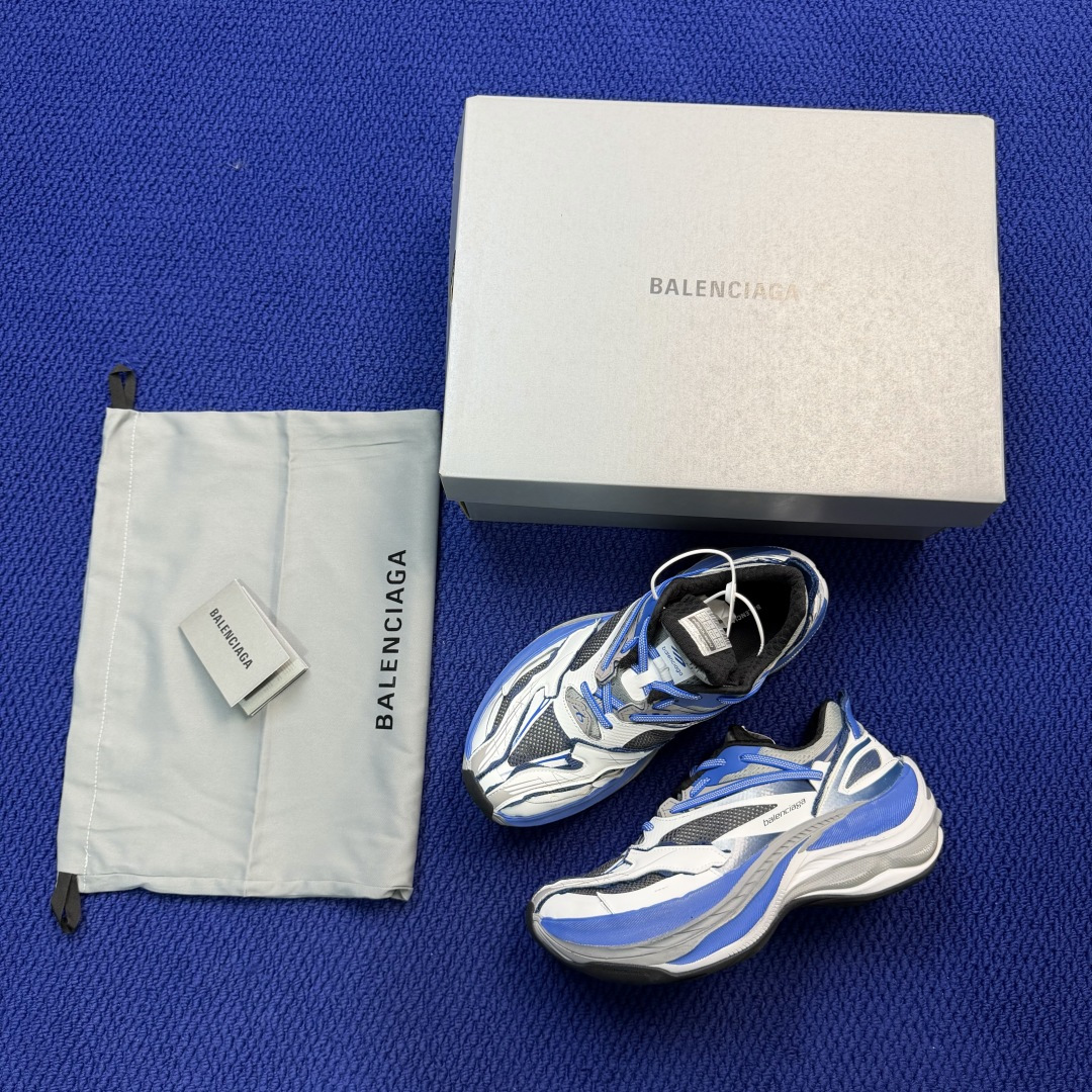 巴黎世家26代 Balenciaga巴黎世家 Jet 压纹印花 圆头厚底4.25cm 低帮 老爹鞋 白蓝