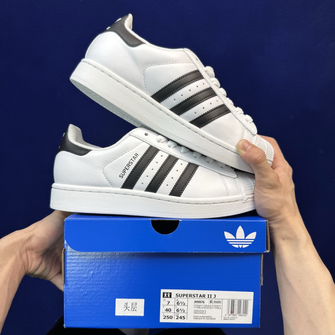 顶级全头层！经典贝壳头adlidas Superstar 白色货号：JH9976 Size：36-45带