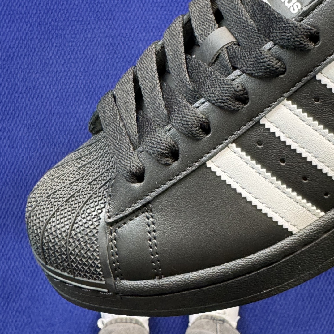 顶级全头层！经典贝壳头adlidas Superstar 黑色货号：JI0079 Size：36-45带