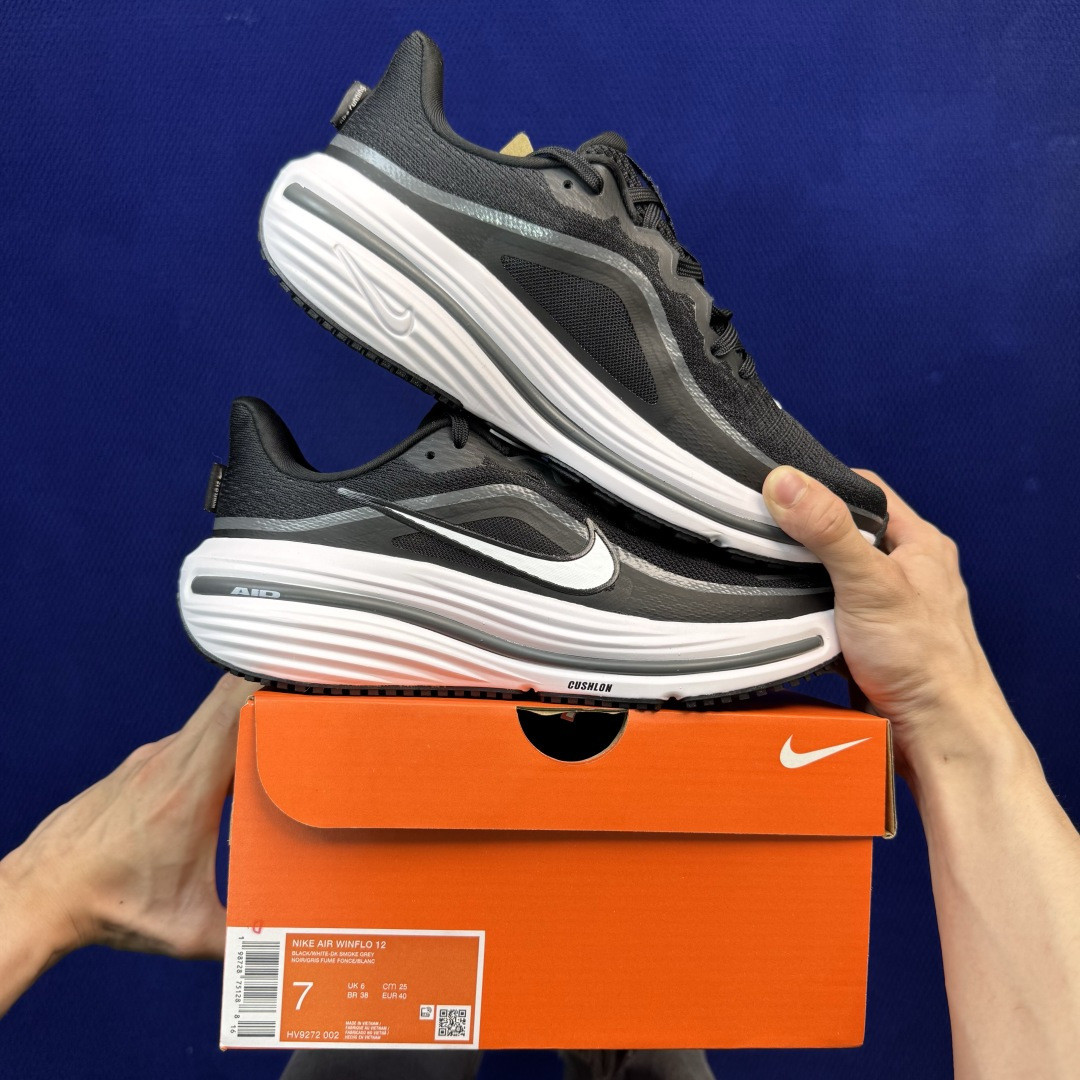 大厂纯原1:1！Nike Winflo 12 跑步鞋公司级 第1色: 黑色货号：HV9272-002 尺