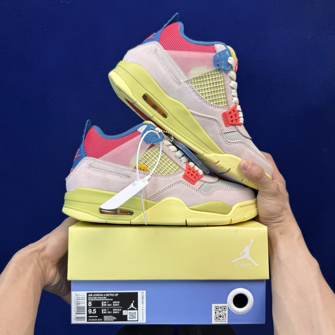 顶级性价比 aj4系列 第21色:Union联名米粉色全头层纯原大厂品质！货号：DC9533-800 尺