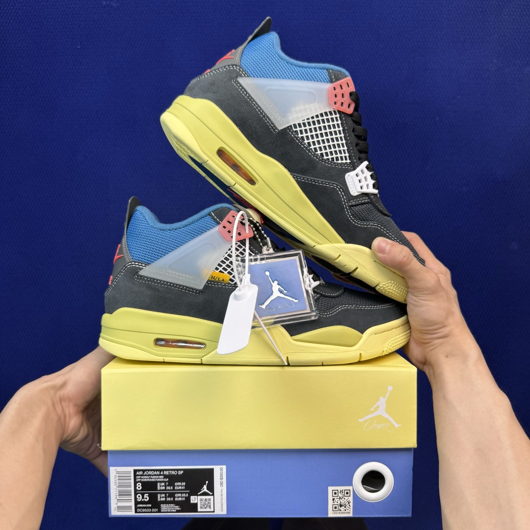 顶级性价比 aj4系列 第22色:Union联名黑蓝全头层纯原大厂品质！货号：DC9533-001 尺码