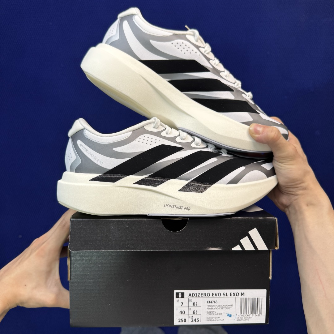 新版 AD Adizero Evo SL 阿迪达斯马拉松跑步鞋轻量Q弹缓震跑鞋新体验！第40色:白黑货号