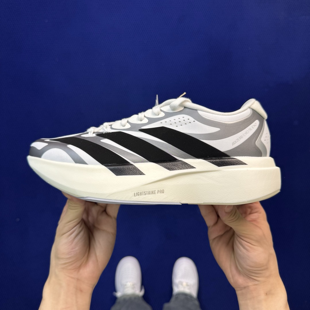新版 AD Adizero Evo SL 阿迪达斯马拉松跑步鞋轻量Q弹缓震跑鞋新体验！第40色:白黑货号