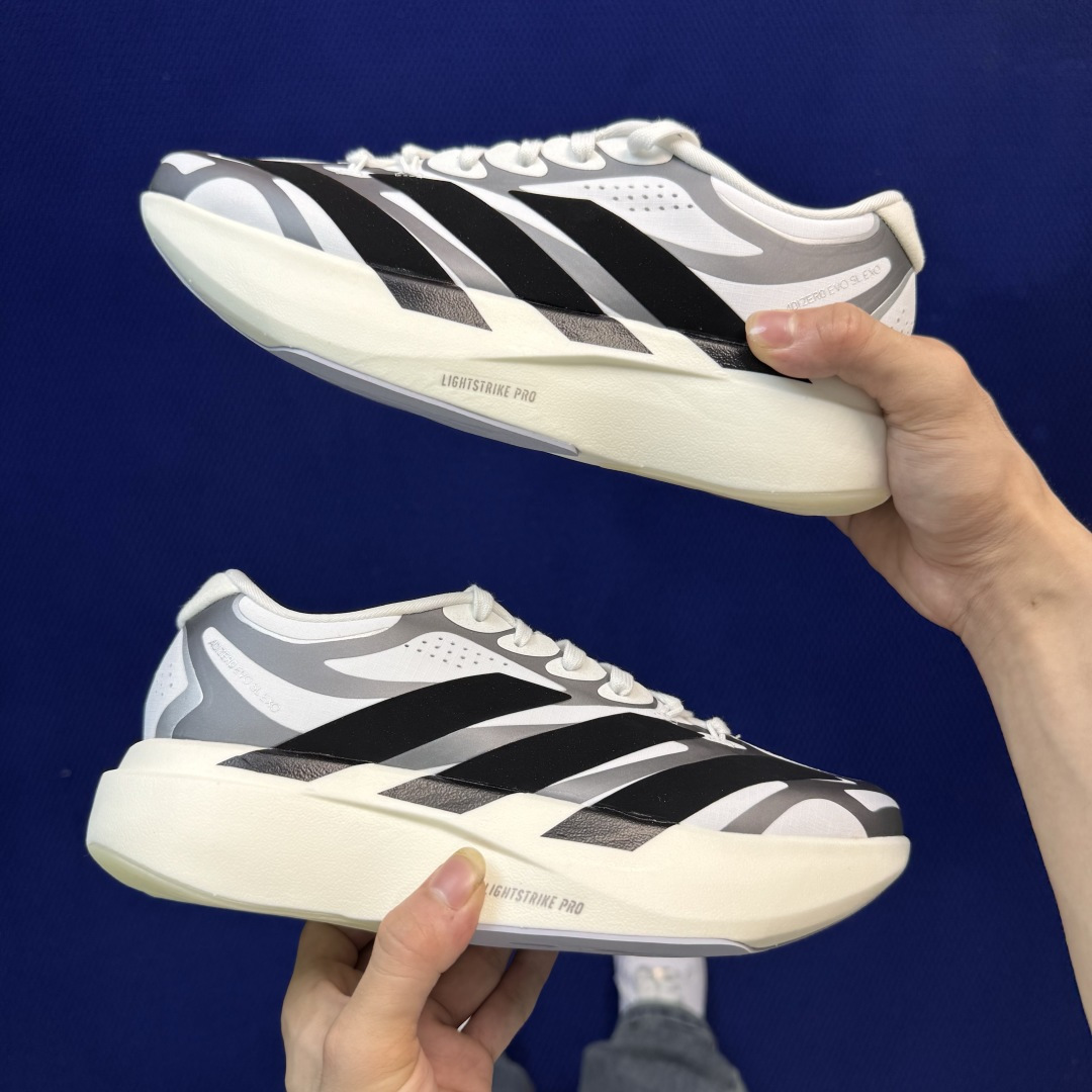 新版 AD Adizero Evo SL 阿迪达斯马拉松跑步鞋轻量Q弹缓震跑鞋新体验！第40色:白黑货号