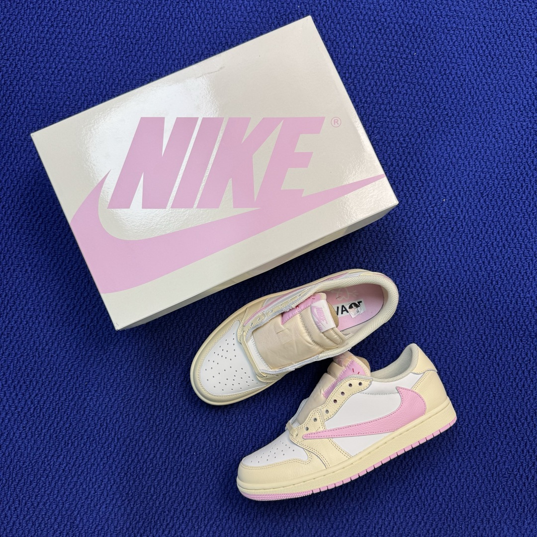 Travis Scott x Air Jordan Low 粉倒钩Shy Pink完美品质出货 进口头层