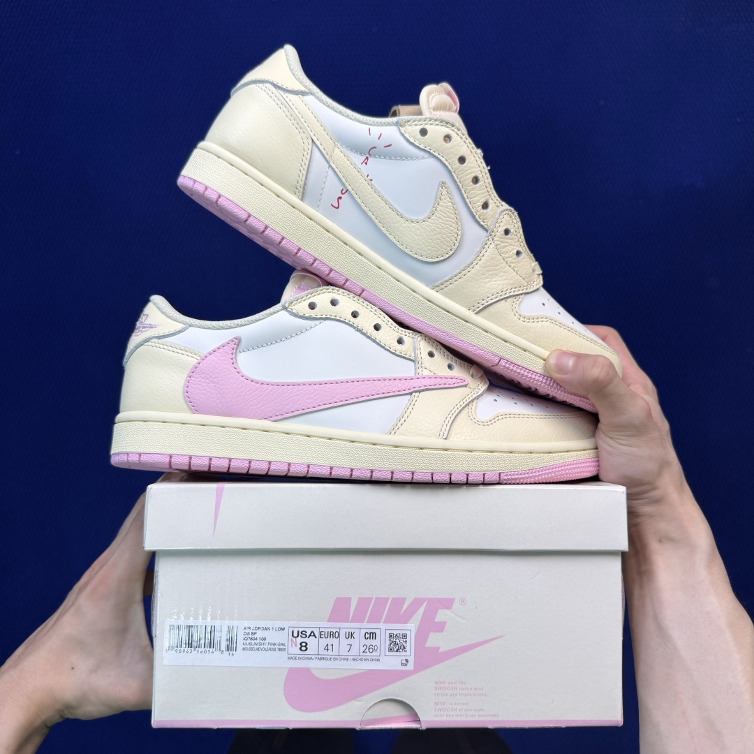 Travis Scott x Air Jordan Low 粉倒钩Shy Pink完美品质出货 进口头层