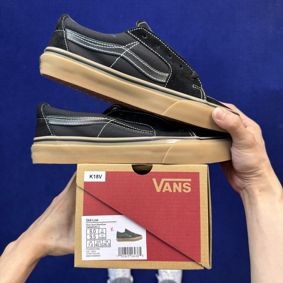 虎扑版！Vans Sk8-Low 低帮 K18V纯原级别外贸订单！万斯经典 硫化帆布板鞋正品海鸥线 鞋头