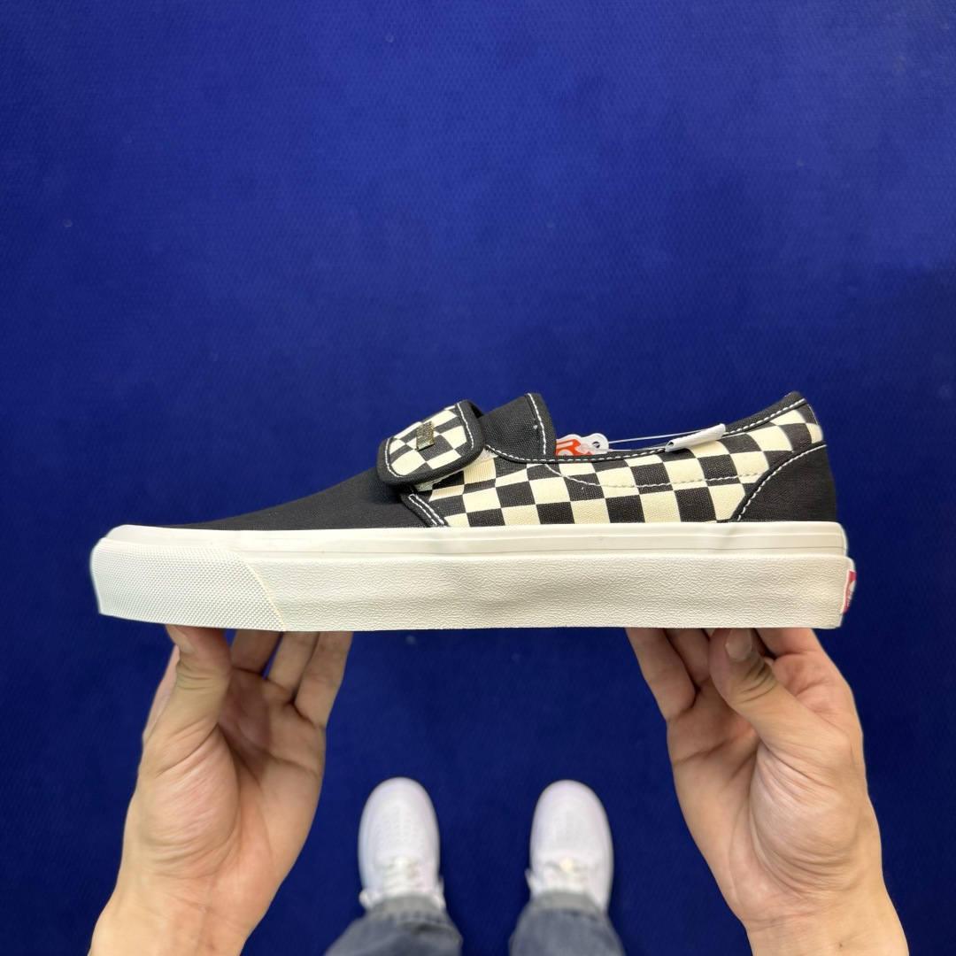 虎扑版！Vans Slip-On 绑带低帮 158V纯原级别外贸订单！万斯经典 硫化帆布板鞋正品海鸥线 