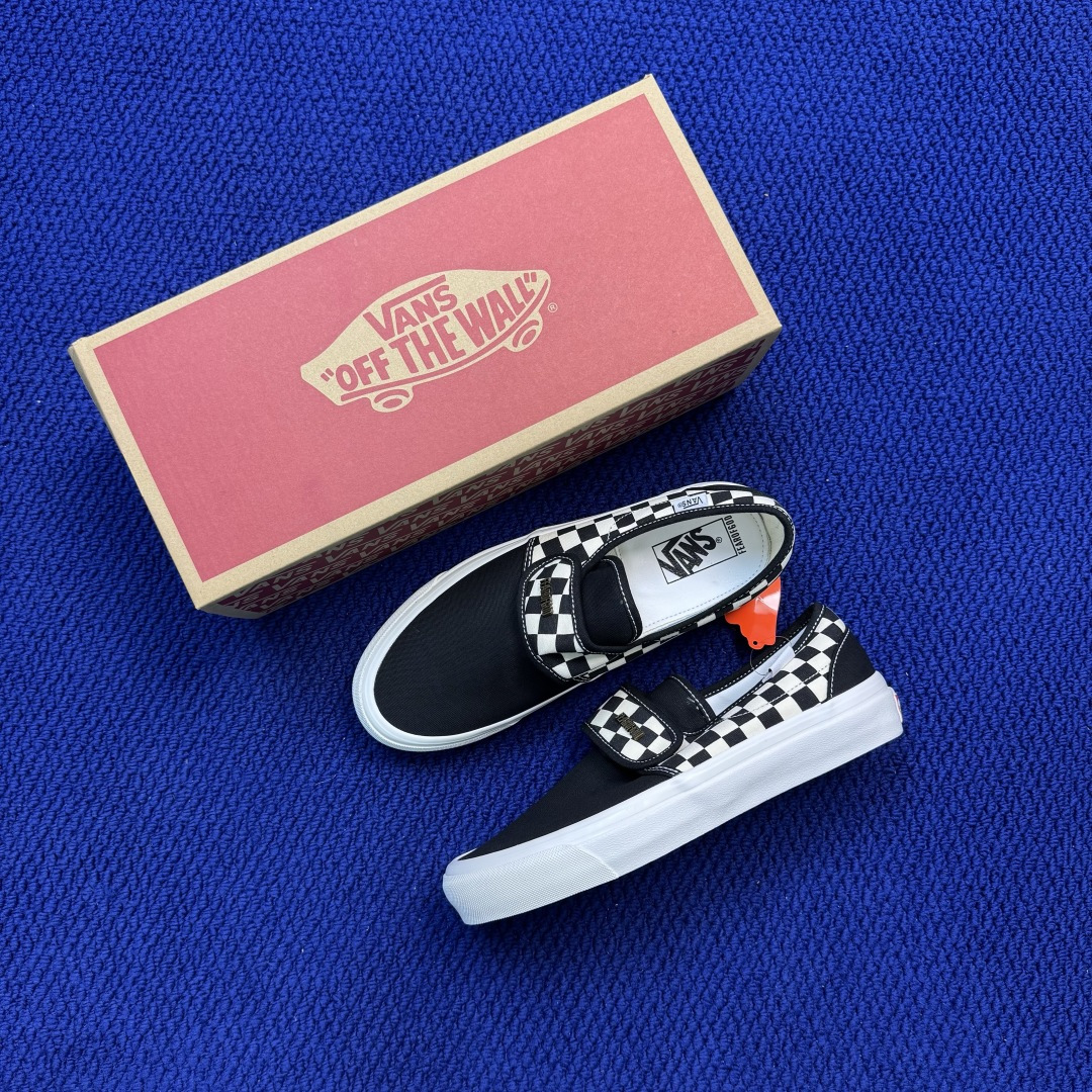 虎扑版！Vans Slip-On 绑带低帮 158V纯原级别外贸订单！万斯经典 硫化帆布板鞋正品海鸥线 
