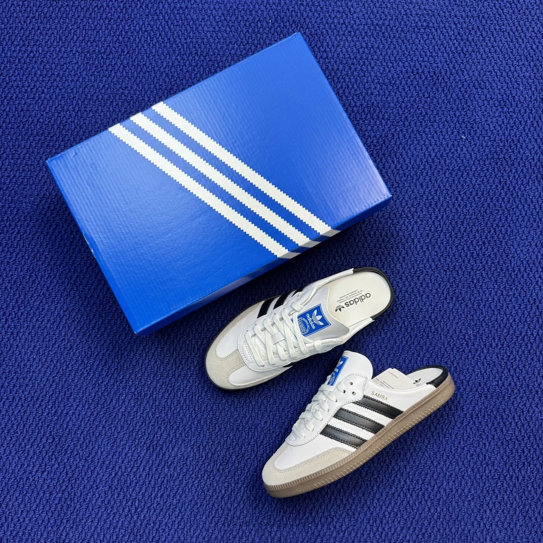 桑巴德训拖鞋一脚蹬 正确版出货！adidas originals Samba OG MULE 包头拖鞋货