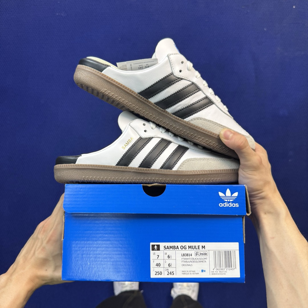 桑巴德训拖鞋一脚蹬 正确版出货！adidas originals Samba OG MULE 包头拖鞋货