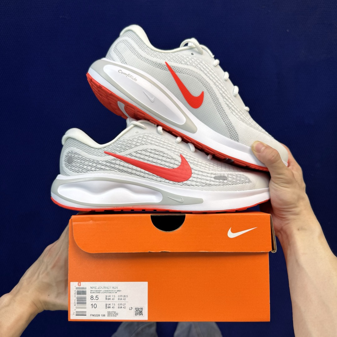 Nike Journey Run 休闲跑步鞋第13色:白红货号：男鞋FN0228-106尺码：39-45
