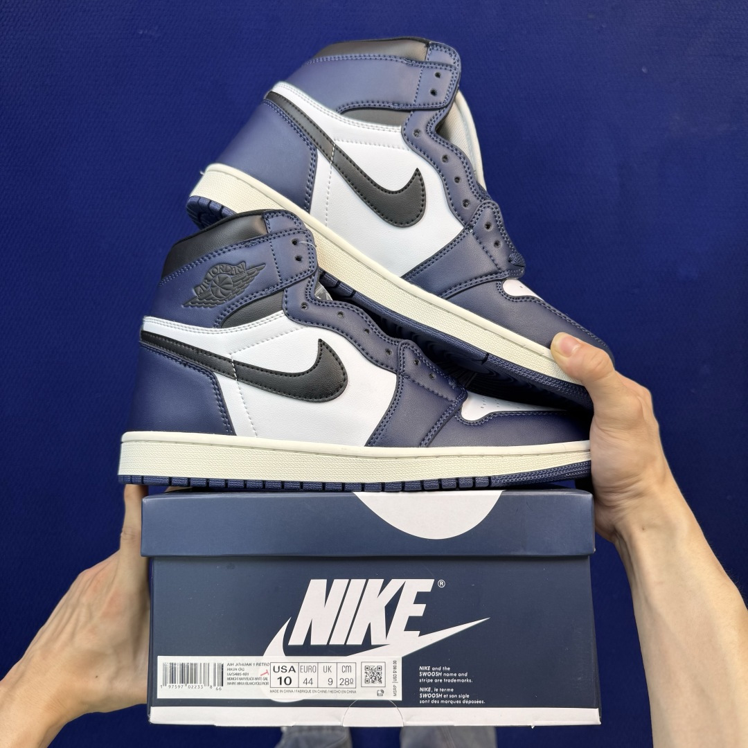 性价比头层aj1高帮！长期补货Nike Air Jordan 1 high第53色: 复古午夜蓝白货号：