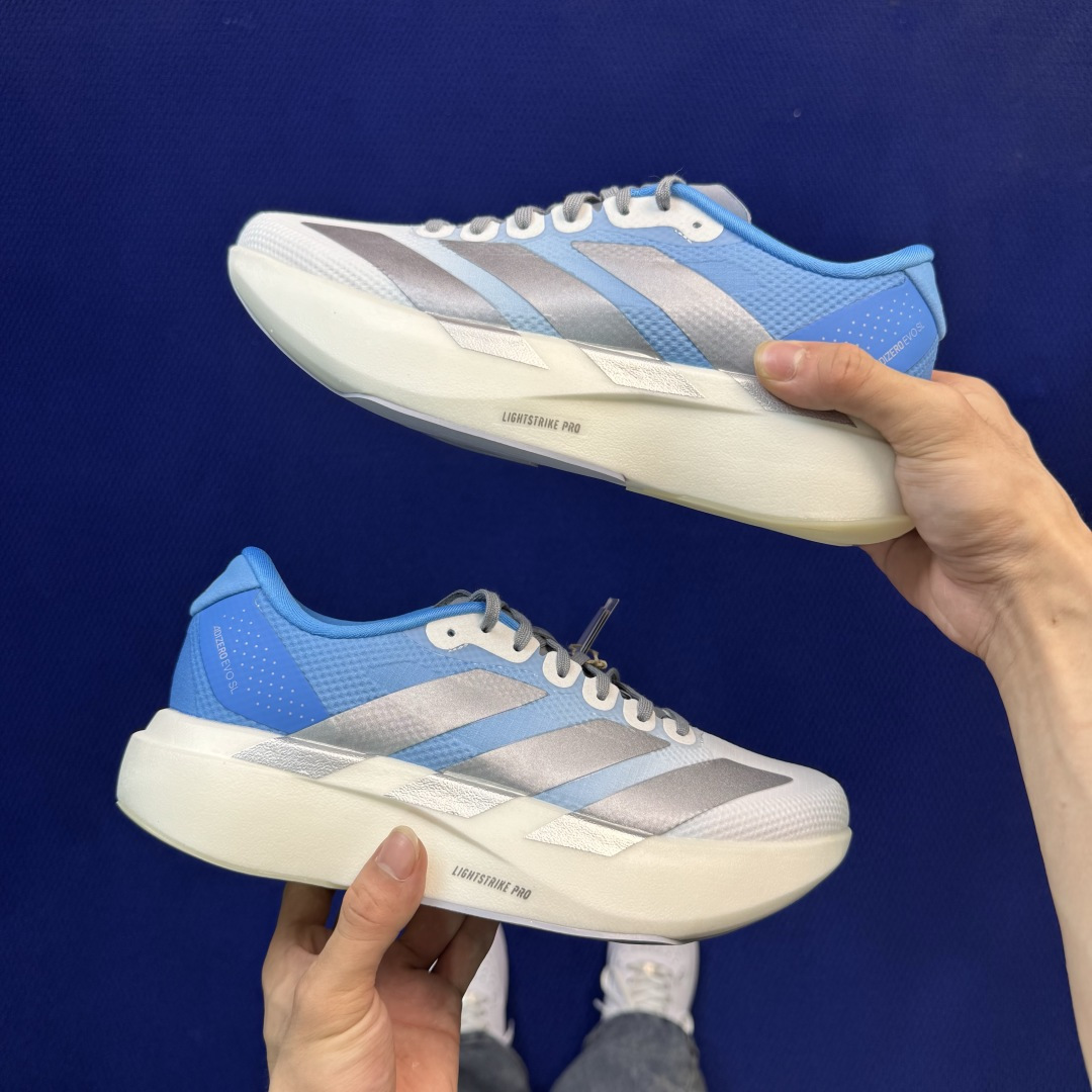 新版 AD Adizero Evo SL 阿迪达斯马拉松跑步鞋轻量Q弹缓震跑鞋新体验！第43色:渐变蓝货