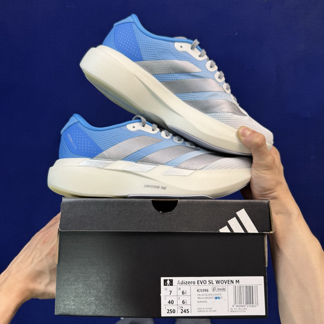 新版 AD Adizero Evo SL 阿迪达斯马拉松跑步鞋轻量Q弹缓震跑鞋新体验！第43色:渐变蓝货