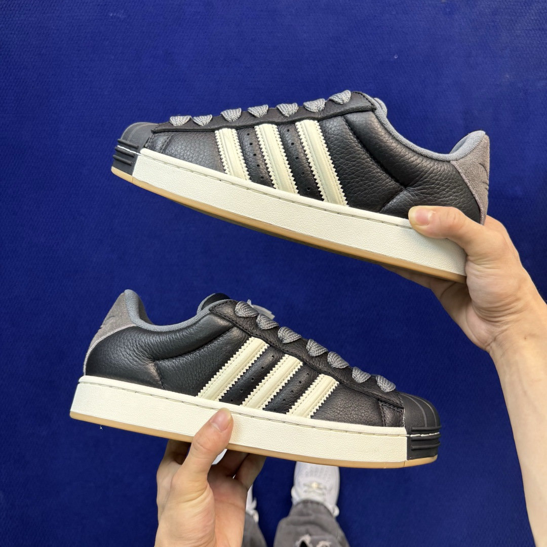 DT过验版！经典贝壳头 三代adlidas originals Superstar ST 黑米货号：KI