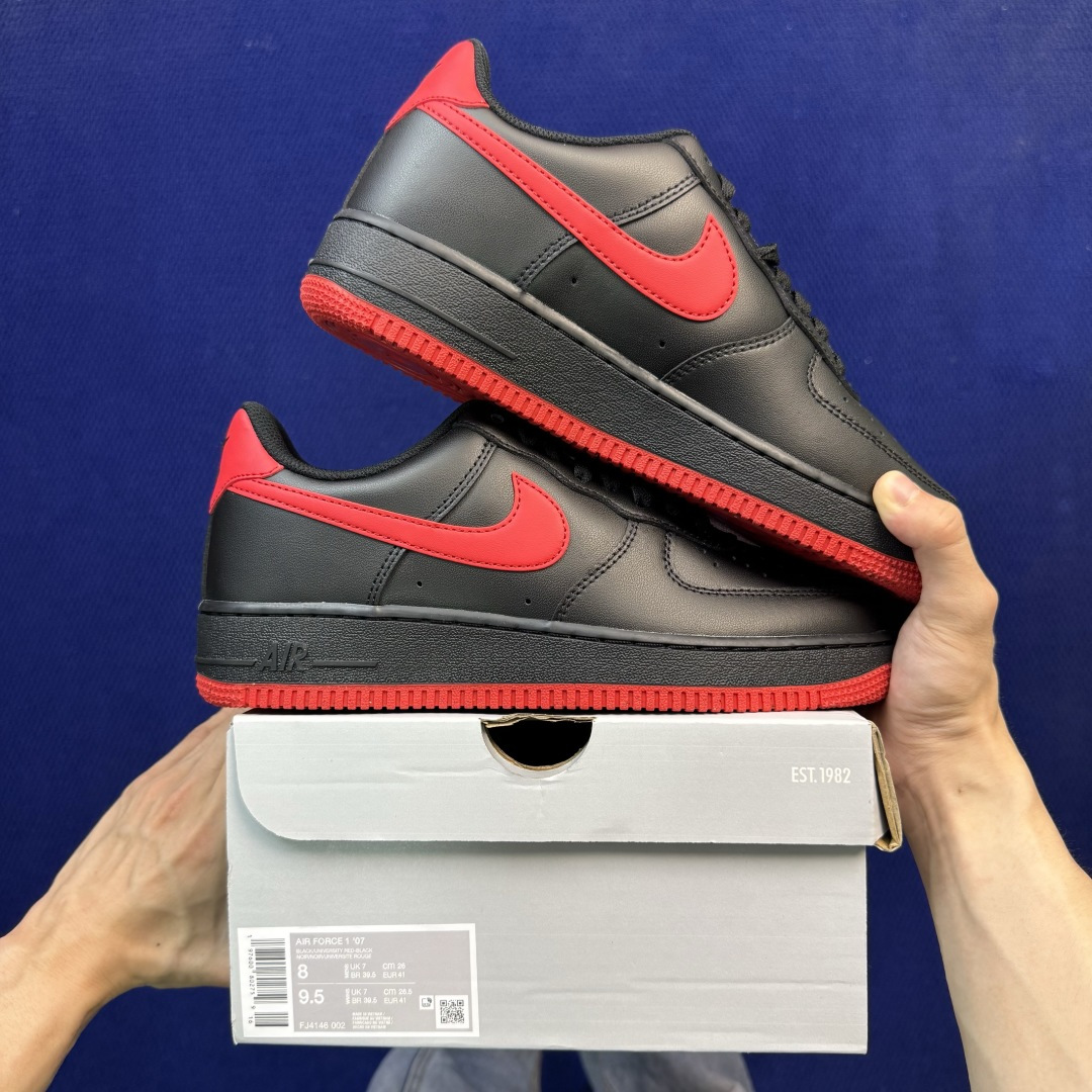 G版纯原，大厂出品！空军黑红品控细节一流，清洁度无敌！Nike Air Force 1 Bred货号：F