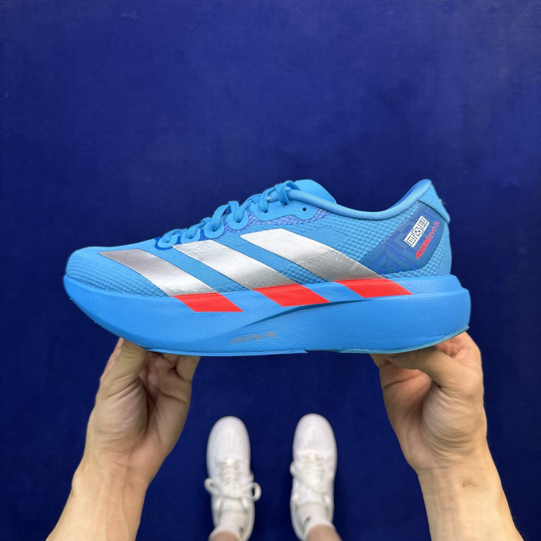 新版 AD Adizero Evo SL 阿迪达斯马拉松跑步鞋轻量Q弹缓震跑鞋新体验！第44色:蓝色货号