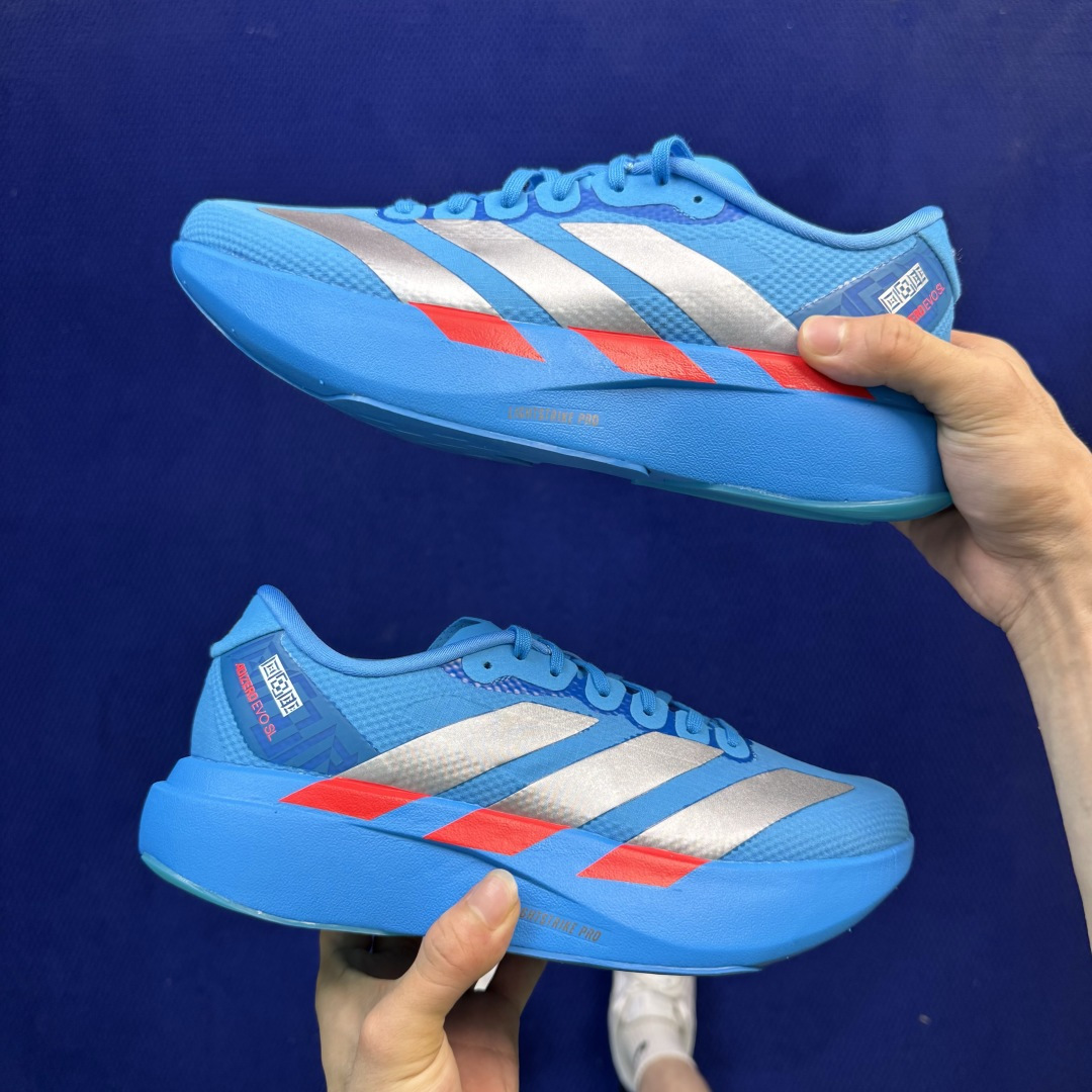 新版 AD Adizero Evo SL 阿迪达斯马拉松跑步鞋轻量Q弹缓震跑鞋新体验！第44色:蓝色货号