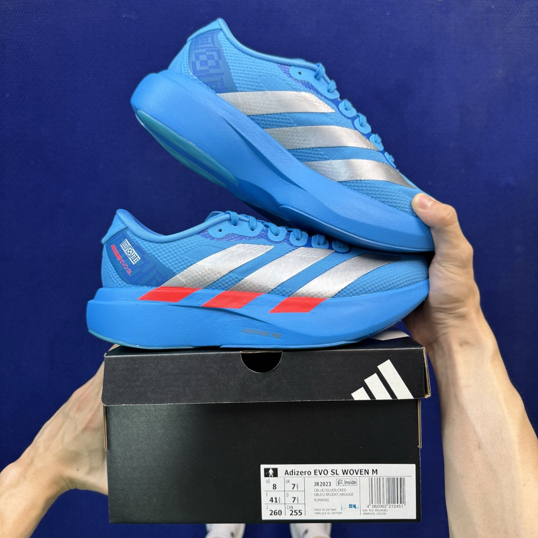 新版 AD Adizero Evo SL 阿迪达斯马拉松跑步鞋轻量Q弹缓震跑鞋新体验！第44色:蓝色货号