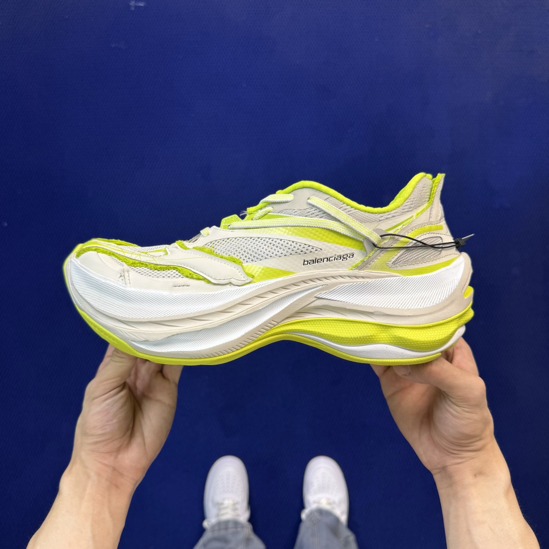 巴黎世家26代 Balenciaga巴黎世家 Jet 压纹印花 圆头厚底4.25cm 低帮 老爹鞋 白绿