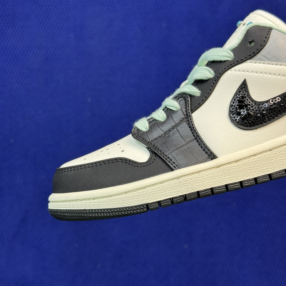 DF版 顶级性价比低帮！第190色:鳄鱼纹帆白Air Jordan AJ1 Low 低帮系列鞋型细节堪称