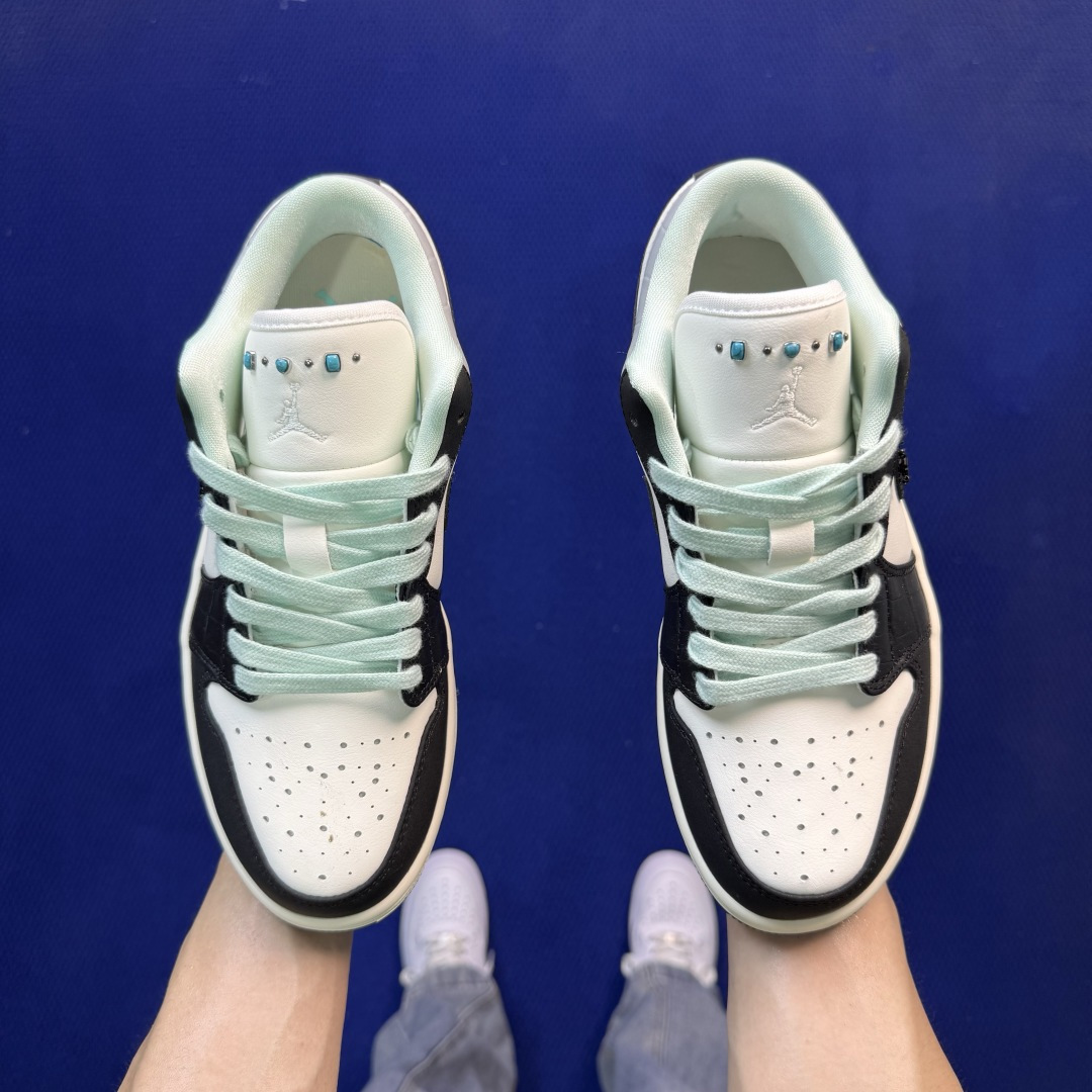 DF版 顶级性价比低帮！第190色:鳄鱼纹帆白Air Jordan AJ1 Low 低帮系列鞋型细节堪称