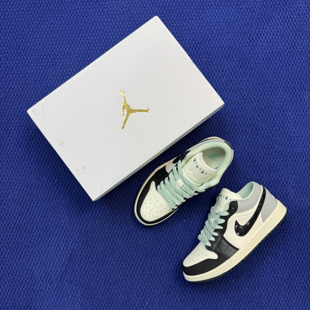 DF版 顶级性价比低帮！第190色:鳄鱼纹帆白Air Jordan AJ1 Low 低帮系列鞋型细节堪称