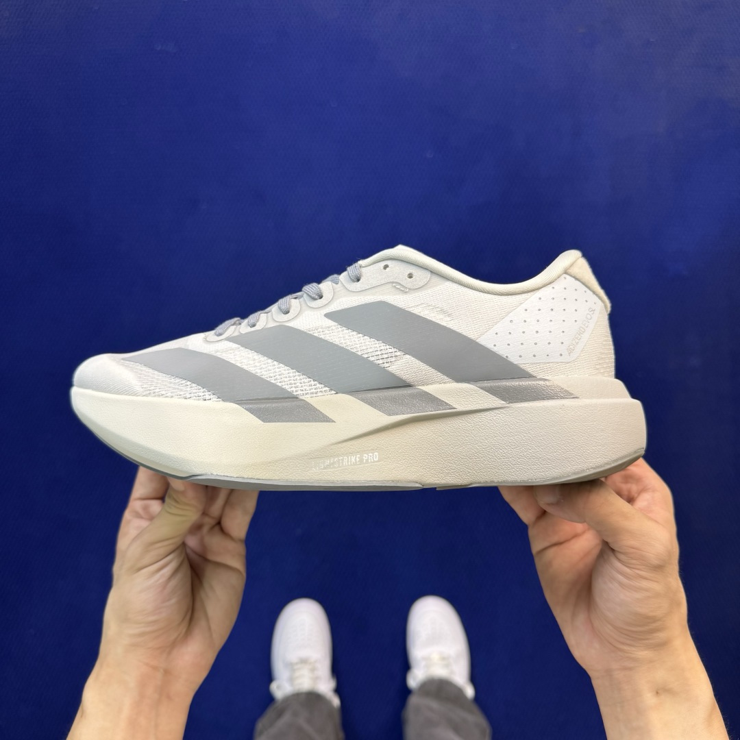 新版 AD Adizero Evo SL 阿迪达斯马拉松跑步鞋轻量Q弹缓震跑鞋新体验！第46色:白灰色货