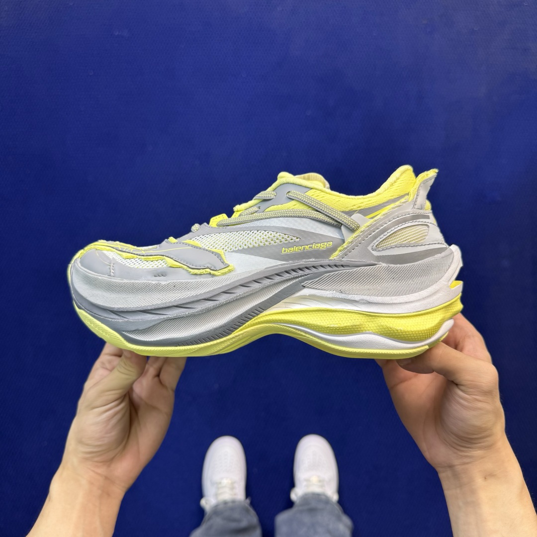 巴黎世家26代 Balenciaga巴黎世家 Jet 压纹印花 圆头厚底4.25cm 低帮 老爹鞋 灰绿