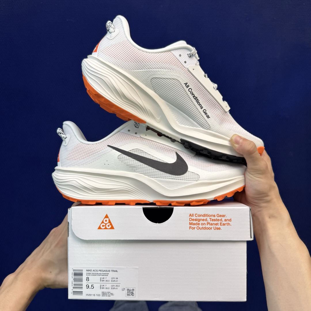大厂纯原1:1！Nike ACG PEGASUS TRAIL 越野跑步鞋公司级 第6色:白橘货号：HV8