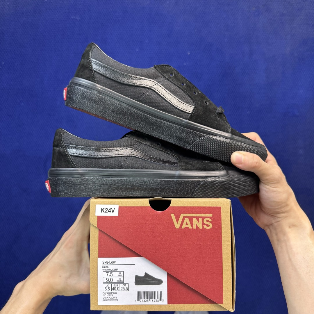 虎扑版！Vans Sk8-Low 低帮 K24V黑武士纯原级别外贸订单！万斯经典 硫化帆布板鞋正品海鸥线