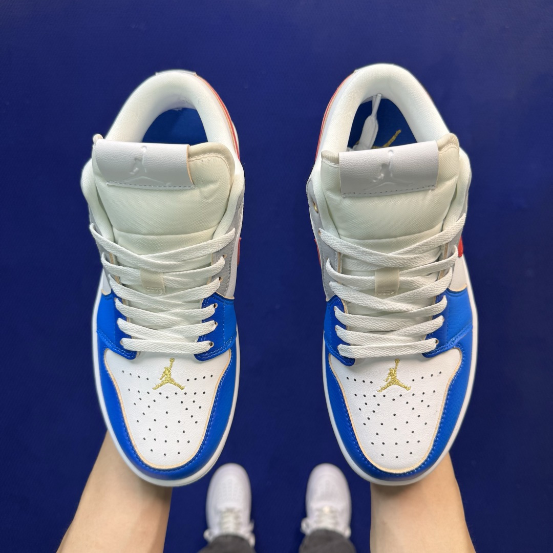 DF版 顶级性价比低帮！第191色:白蓝红美国队Air Jordan AJ1 Low 低帮系列鞋型细节堪