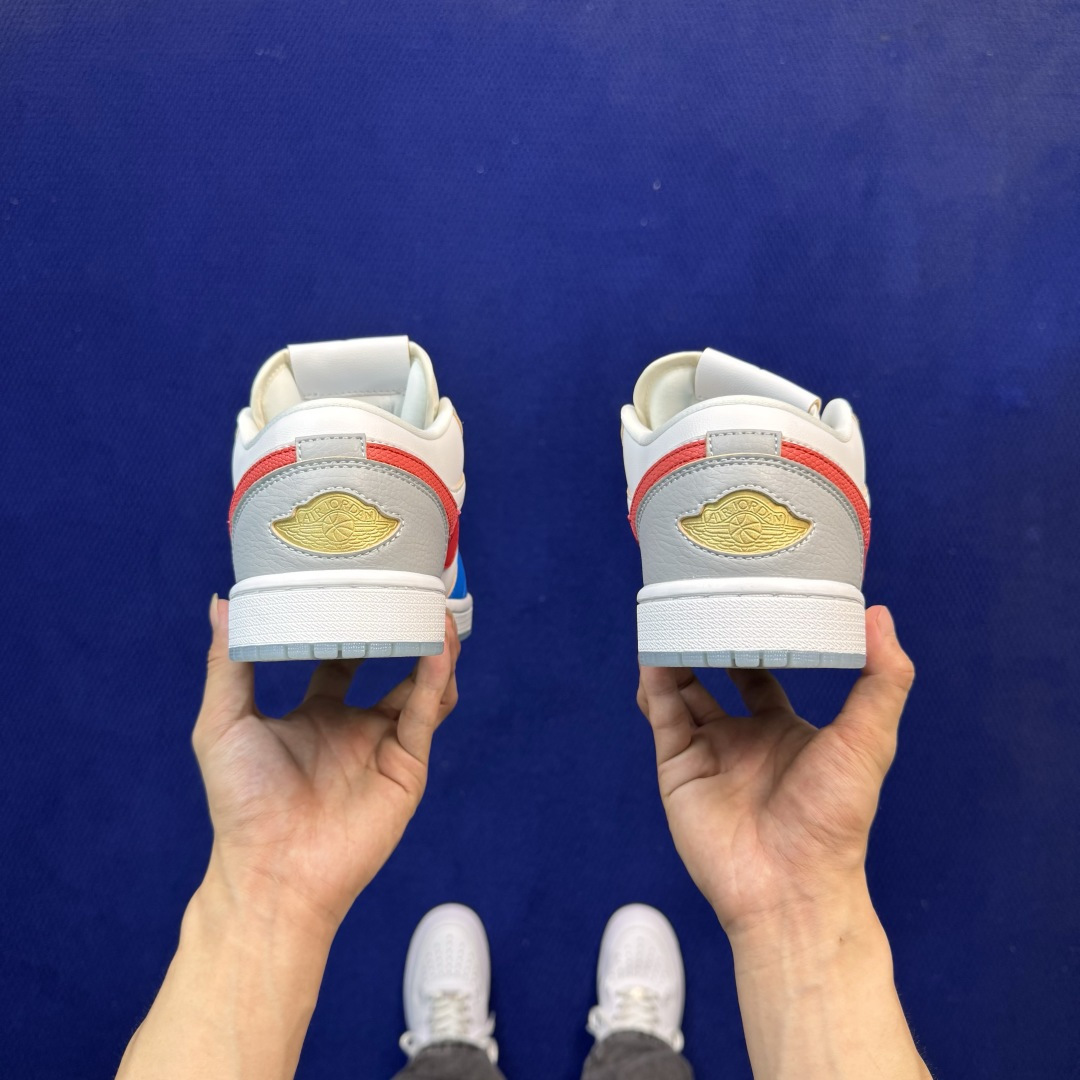 DF版 顶级性价比低帮！第191色:白蓝红美国队Air Jordan AJ1 Low 低帮系列鞋型细节堪