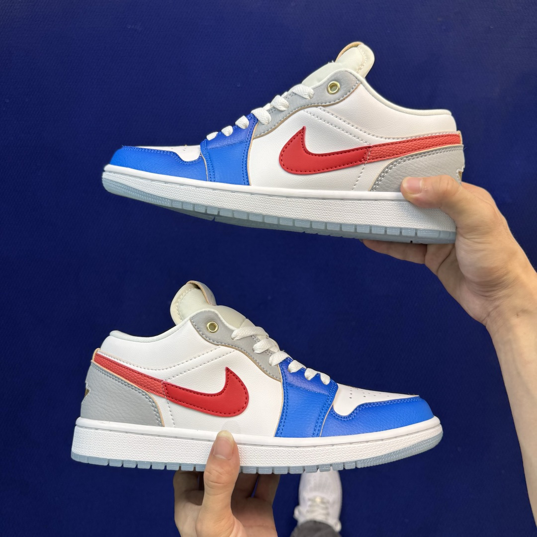 DF版 顶级性价比低帮！第191色:白蓝红美国队Air Jordan AJ1 Low 低帮系列鞋型细节堪