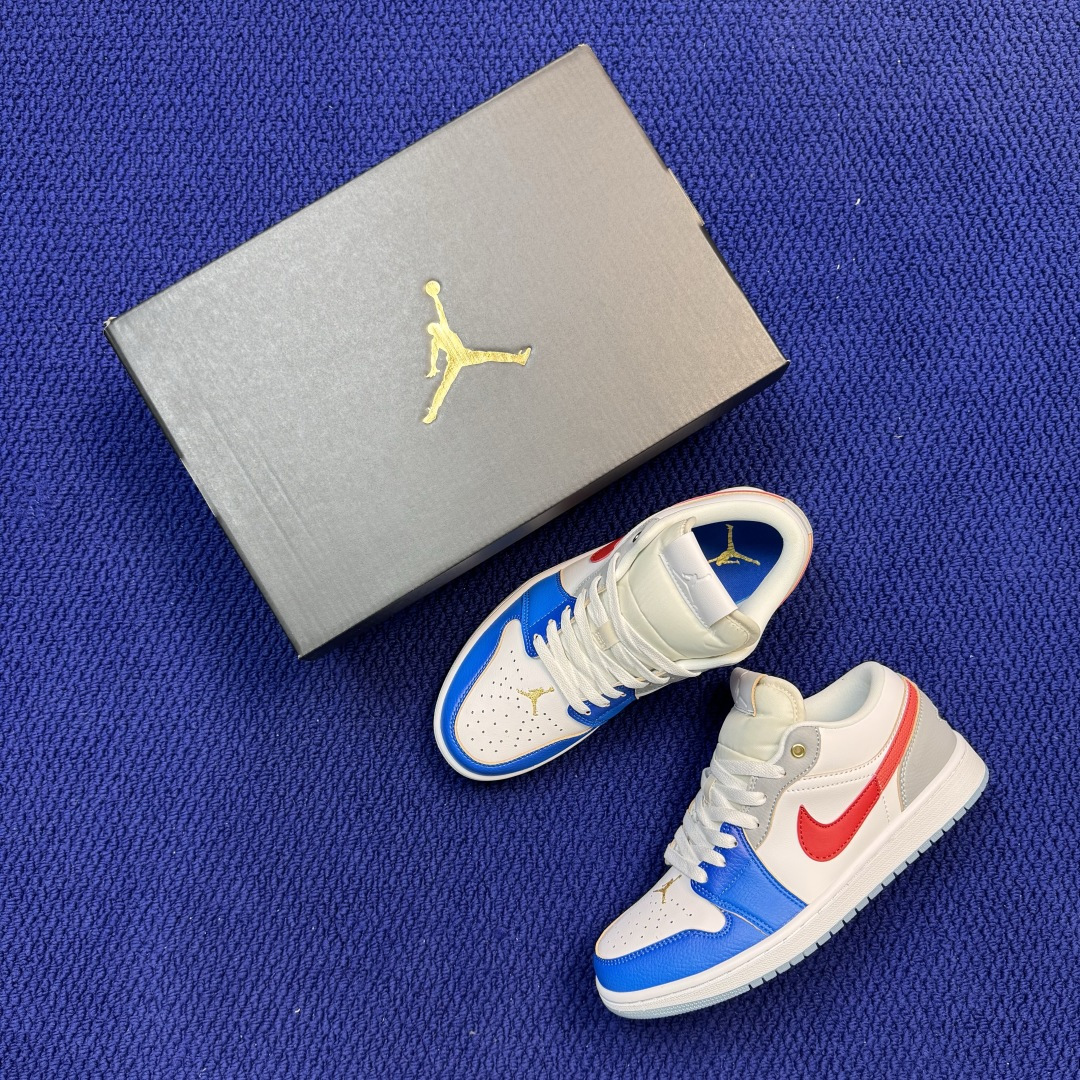 DF版 顶级性价比低帮！第191色:白蓝红美国队Air Jordan AJ1 Low 低帮系列鞋型细节堪