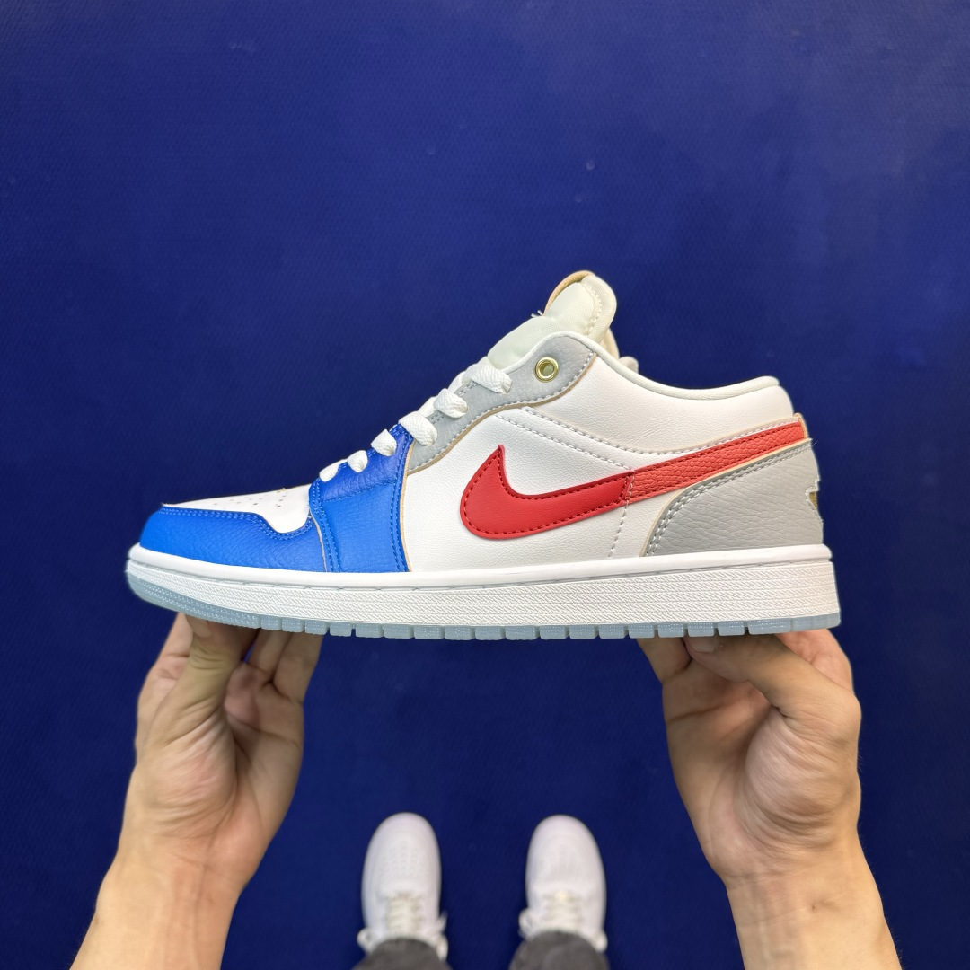 DF版 顶级性价比低帮！第191色:白蓝红美国队Air Jordan AJ1 Low 低帮系列鞋型细节堪