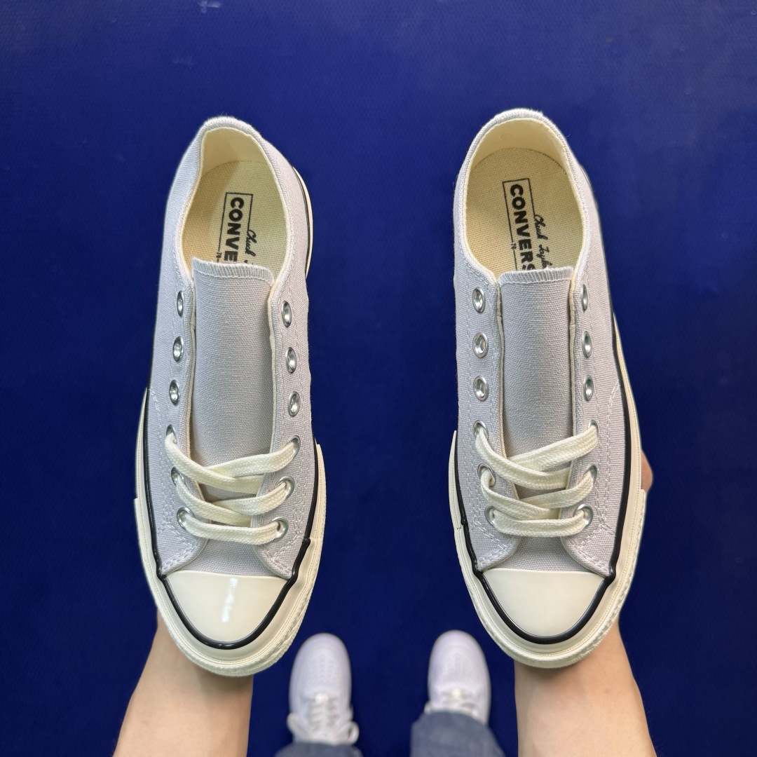 升级改良小头款 Converse Chuck 1970s 雾霾灰低帮帆布鞋 鞋头弧度调试完美 流畅一体 后跟弧度加以改良