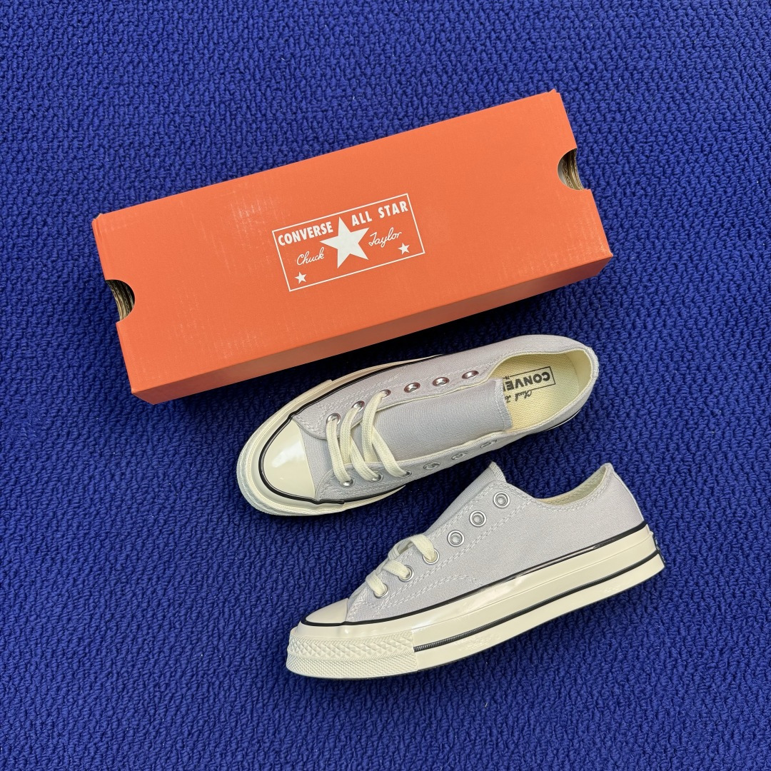 升级改良小头款 Converse Chuck 1970s 雾霾灰低帮帆布鞋 鞋头弧度调试完美 流畅一体 后跟弧度加以改良