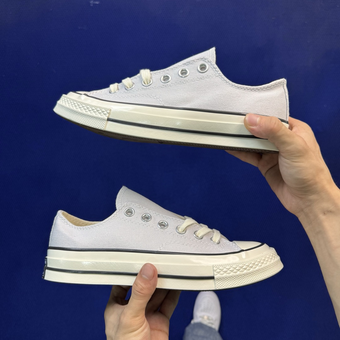 升级改良小头款 Converse Chuck 1970s 雾霾灰低帮帆布鞋 鞋头弧度调试完美 流畅一体 后跟弧度加以改良