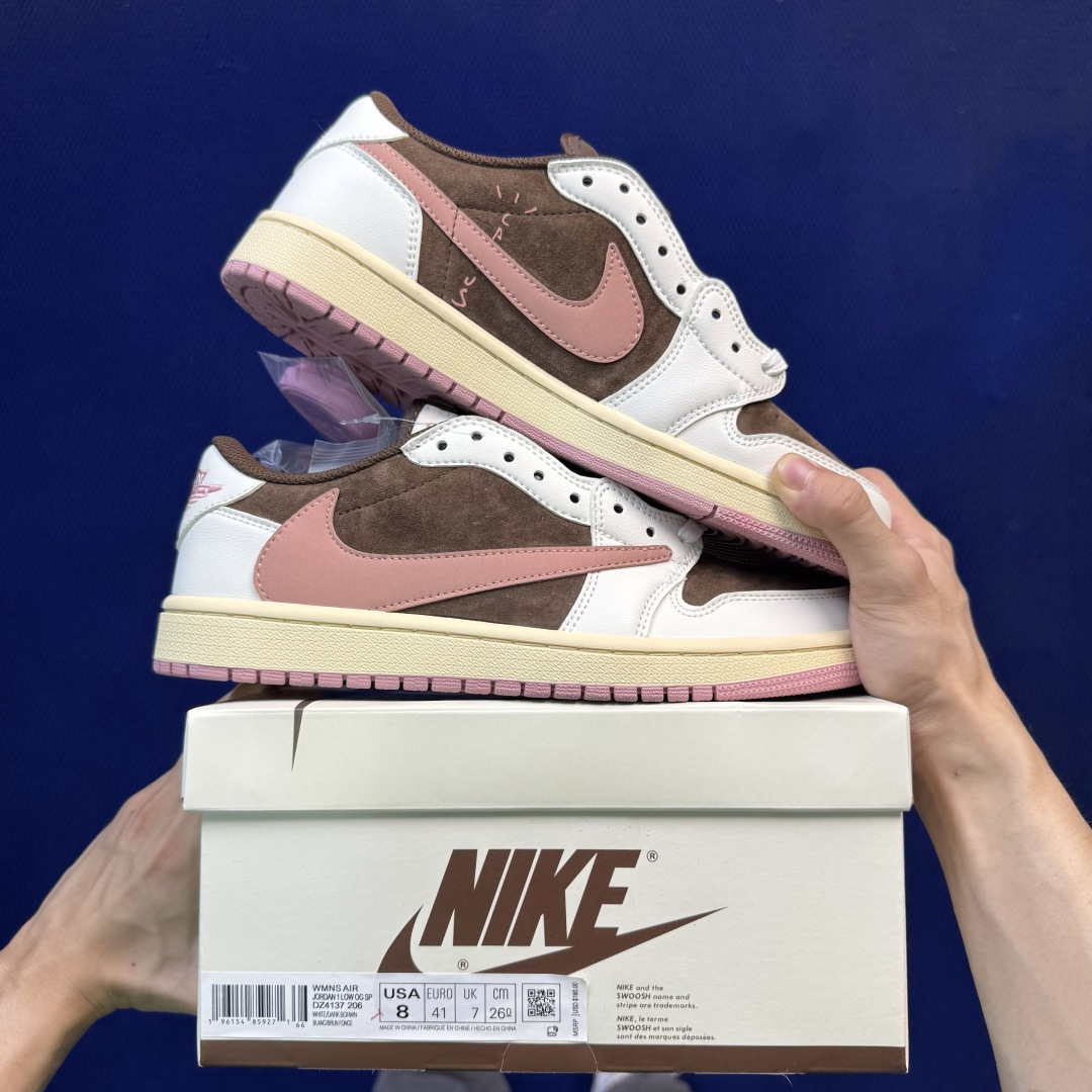 性价比头层aj1！长期补货 Nike Air Jordan 1 low 低帮 倒钩深棕粉 货号DZ4137-206 尺码