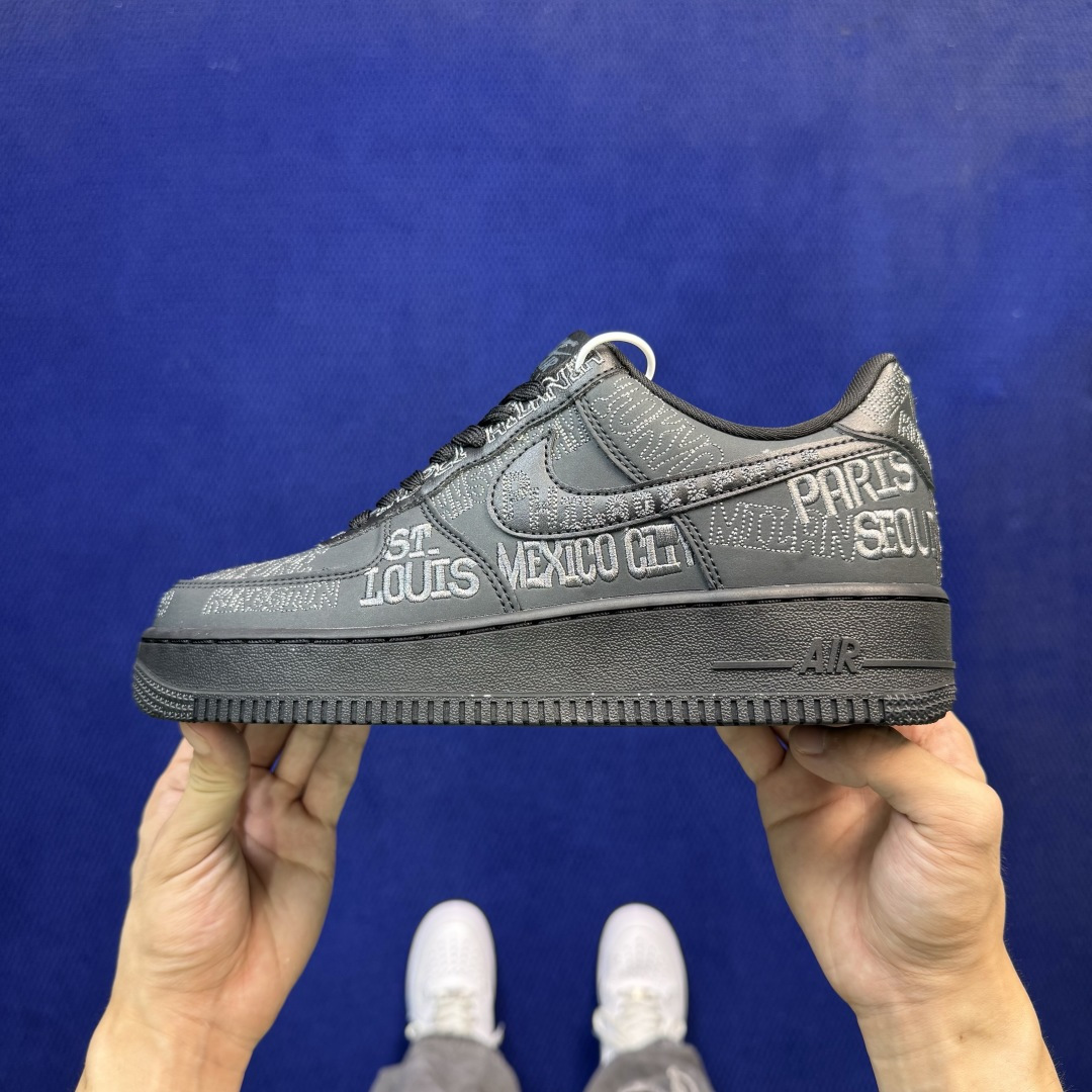 3A空军！第657色：On Tour黑色刺绣 Nike Air Force 1 Low 百分百原鞋开发！PT市场真正匠心
