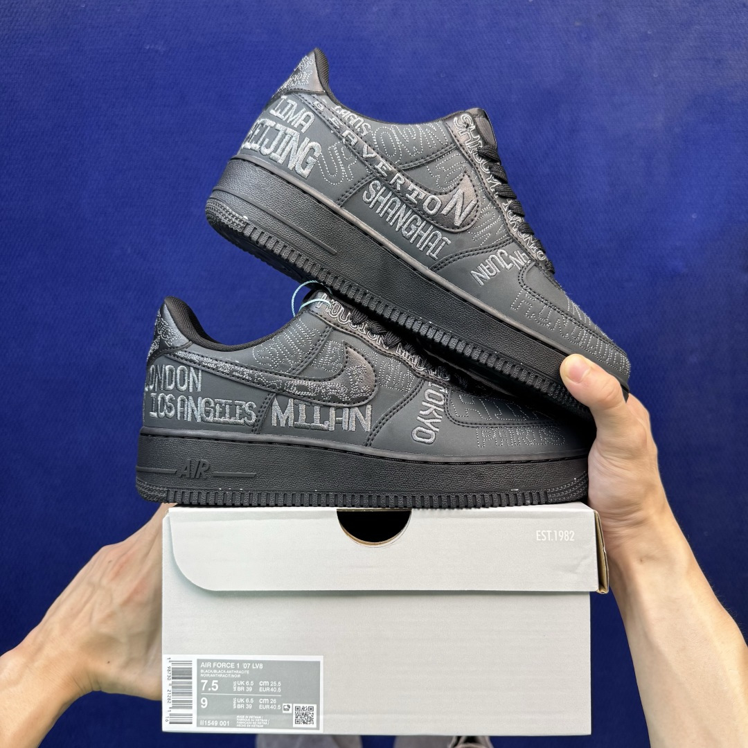 3A空军！第657色：On Tour黑色刺绣 Nike Air Force 1 Low 百分百原鞋开发！PT市场真正匠心