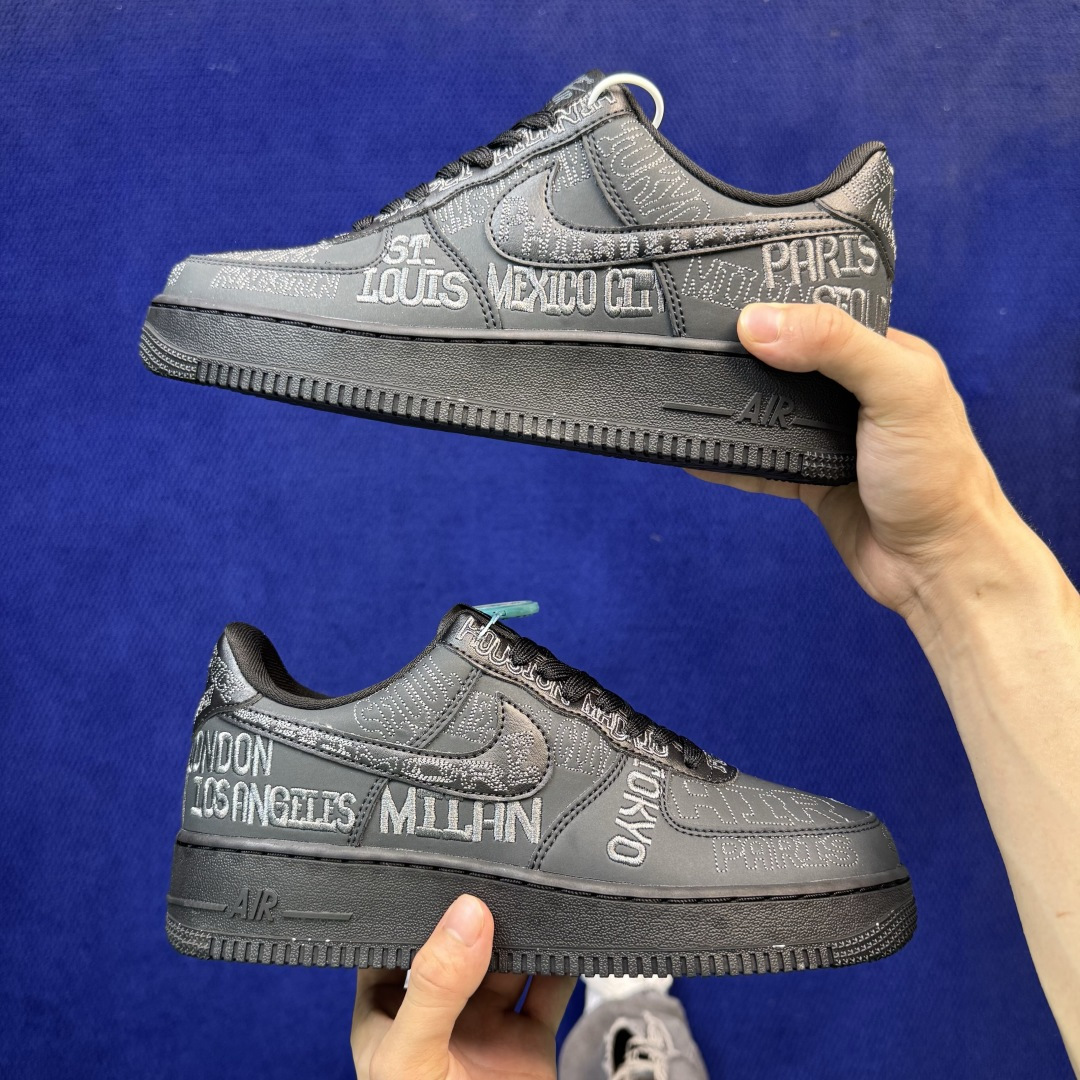 3A空军！第657色：On Tour黑色刺绣 Nike Air Force 1 Low 百分百原鞋开发！PT市场真正匠心