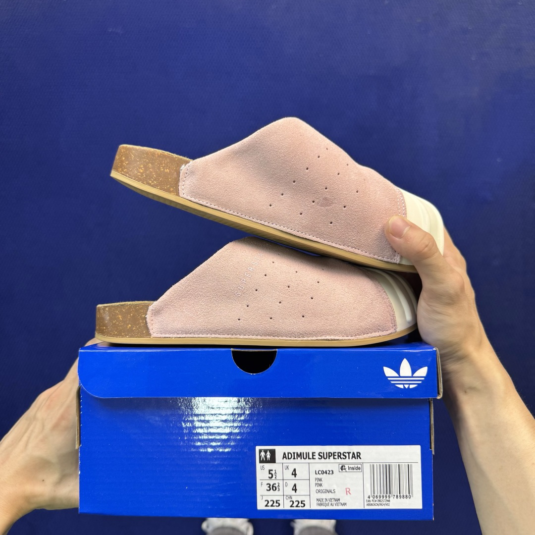 阿迪勃肯鞋拖鞋 第15色:翻毛皮粉色贝壳头 adidas originals Adimule Superstar 一脚蹬
