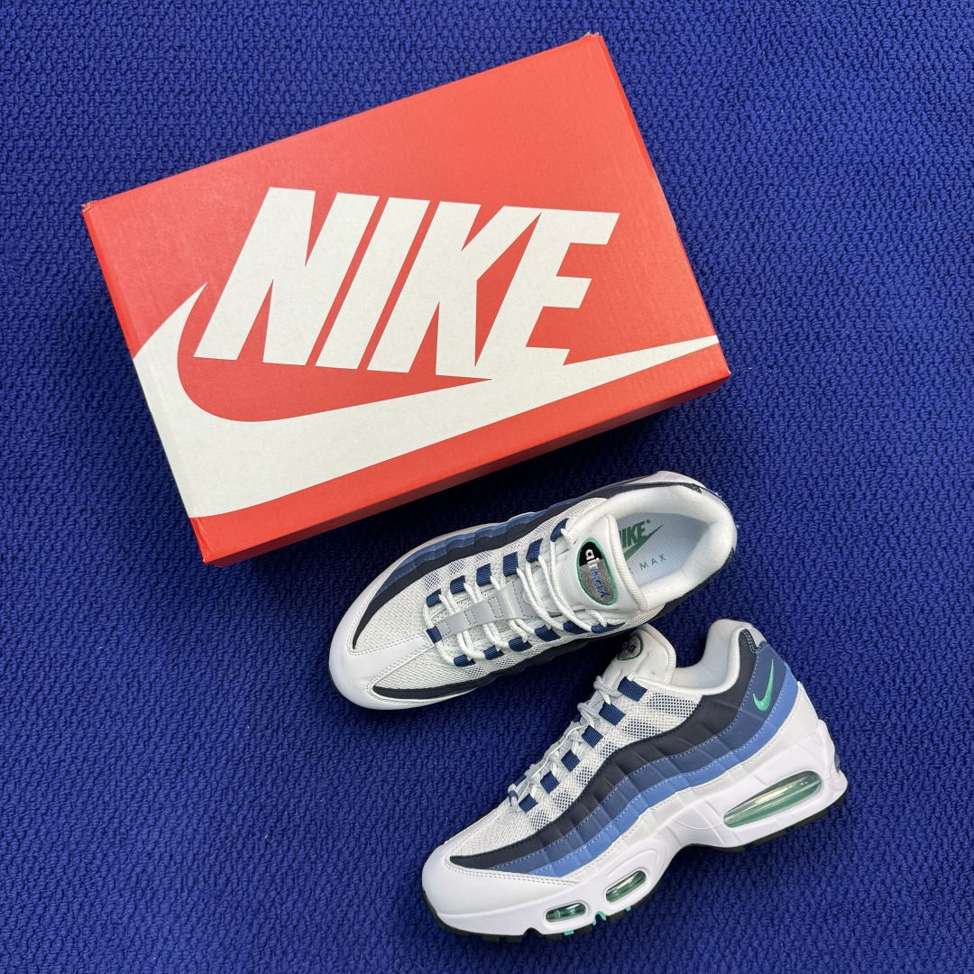 外贸私域爆款！Nike Air Max 95 低帮气垫跑鞋 大厂纯原高品！max95 第11色:白蓝 货号：IH7855