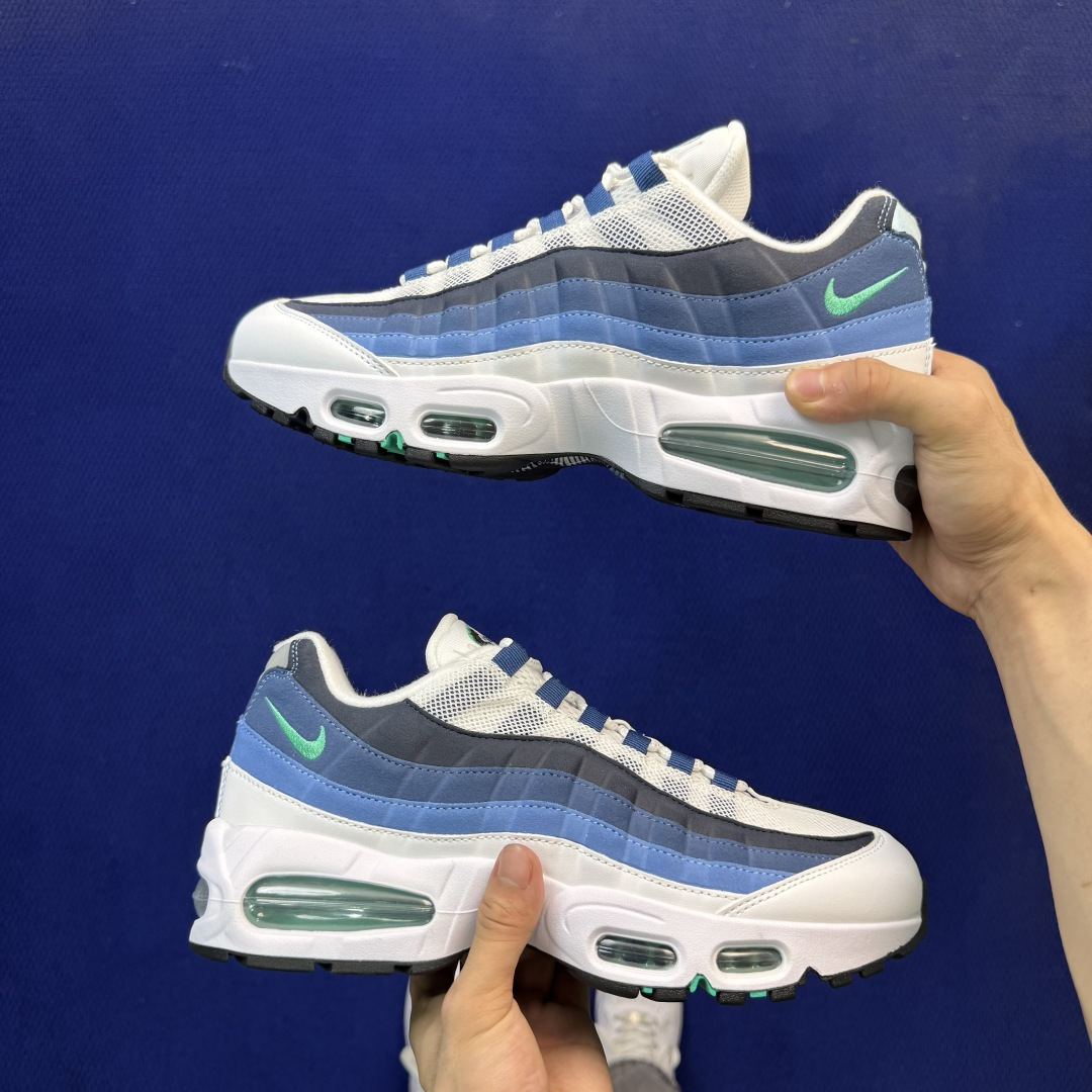 外贸私域爆款！Nike Air Max 95 低帮气垫跑鞋 大厂纯原高品！max95 第11色:白蓝 货号：IH7855
